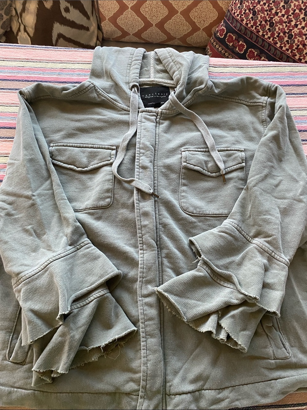 Sanctuary Sage Green Hooded Zip Jacket size S